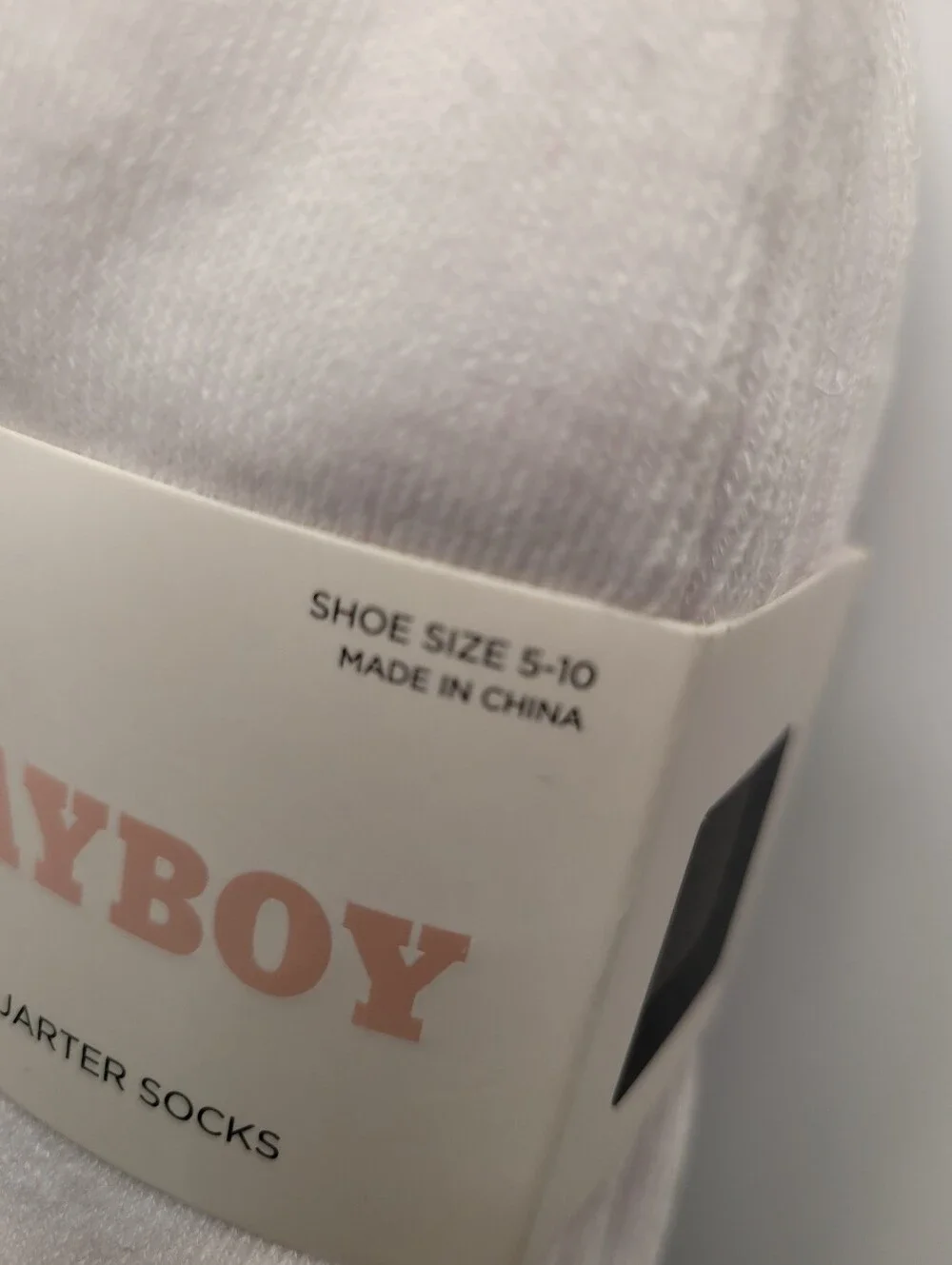 👉✨️PLAYBOY White Cushioned Quarter 5 Pair  Athletic Socks with Black Logo Trim